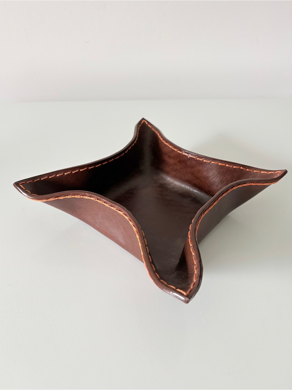 Leather Valet Tray Catchall Hand Made in Columbia Quality Embroidered Leather